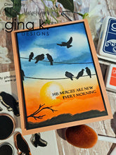 將圖片載入圖庫檢視器 Gina K. Designs - Stamp - Serene Skies. Melanie Muenchinger has created some perfect silhouettes, powerlines and barbed wire fences to complement your blended ink backgrounds. This set is made of premium clear photopolymer and measures 6&quot; X 8&quot;. Available at Embellish Away located in Bowmanville Ontario Canada. Example by Melanie Muenchinger.
