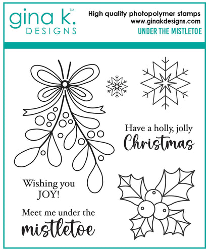 Gina K. Designs - Stamp & Die Set - Under the Mistletoe. Under the Mistletoe is a stamp & die set by Gina K Designs. This set is made of premium clear photopolymer and measures 6