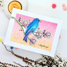 Load image into Gallery viewer, Gina K. Designs - Stamp &amp; Die Set - Birds and Magnolias. Birds and Magnolias is a set by Hannah Drapinski. This set is made of premium clear photopolymer and measures 6&quot; X 8&quot;. Made in the USA. Available at Embellish Away located in Bowmanville Ontario Canada. Card by brand ambassador.

