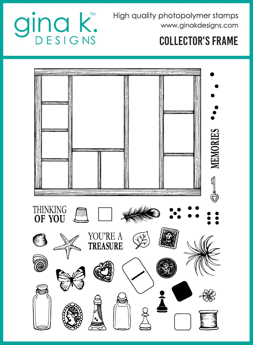 Gina K. Designs - Stamp & Die Set - Collector's Frame. Set by Melanie Munchinger. At Embellish Away in Bowmanville Ontario Canada.