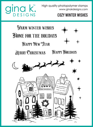 Gina K. Designs - Stamp & Die Set - Cozy Winter Wishes. Set by Hannah Drapinski. At Embellish Away in Bowmanville Ontario Canada.