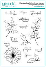 Load image into Gallery viewer, Gina K. Designs - Stamp &amp; Die Set - Delicate Flowers. Delicate Flowers is a stamp set by Gina K Designs. This set is made of premium clear photopolymer and measures 6&quot; X 8&quot;. Made in the USA. Available at Embellish Away located in Bowmanville Ontario Canada.
