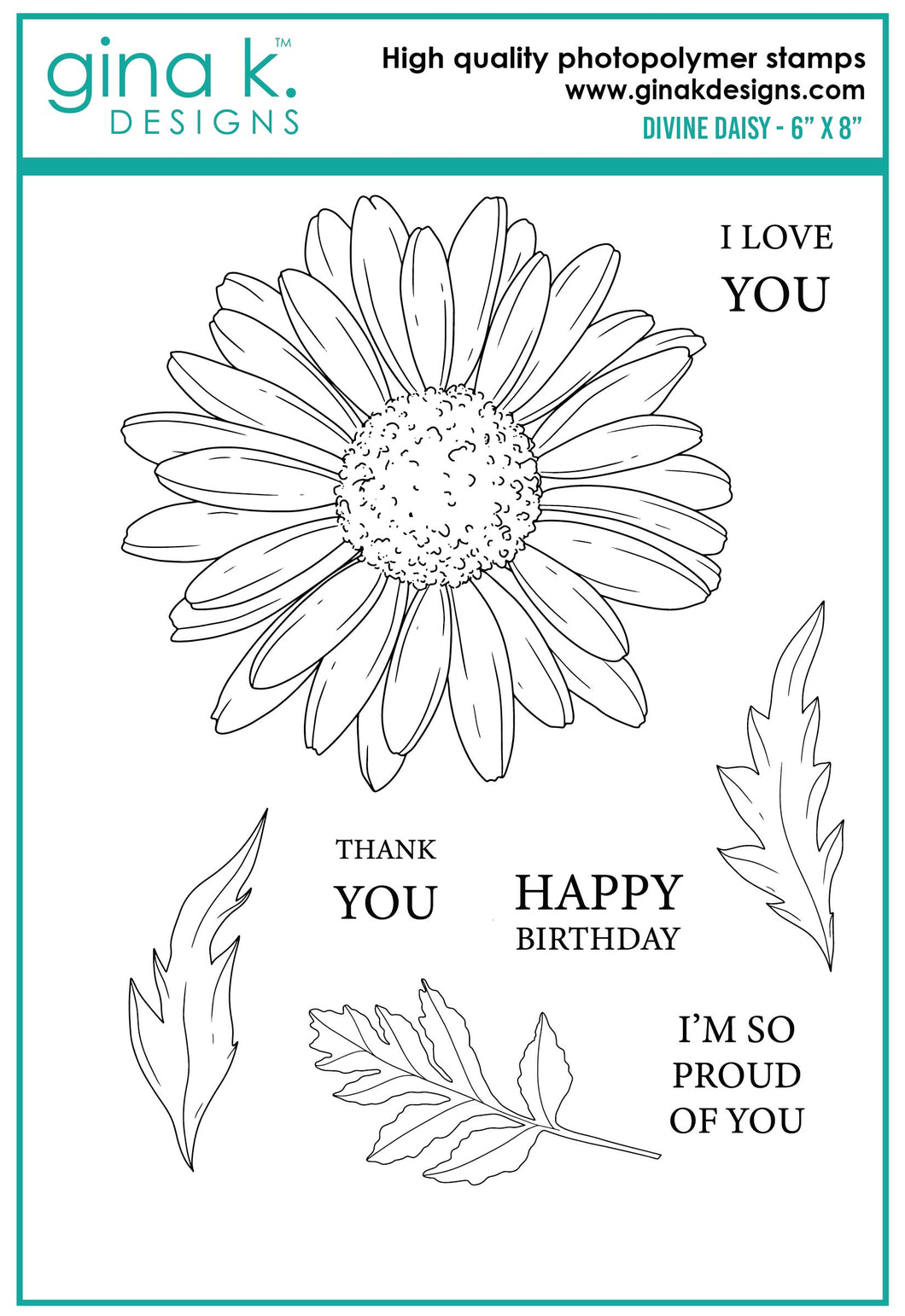 Gina K. Designs - Stamp & Die Set - Divine Daisy. Divine Daisy is a stamp set by Hannah Drapinski. This set is made of premium clear photopolymer and measures 6