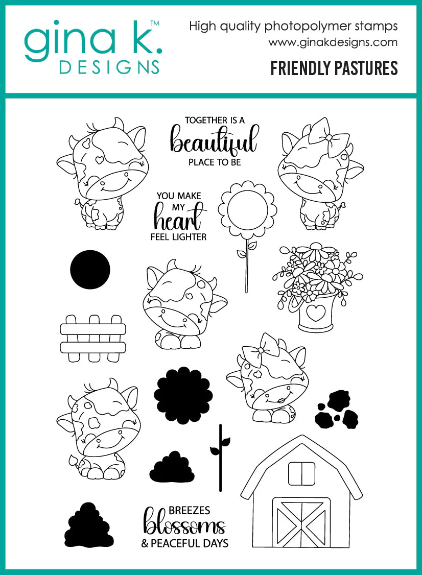 Gina K. Designs - Stamp & Die Set - Friendly Pastures. Set by Dina Gerner. At Embellish Away in Bowmanville Ontario Canada.