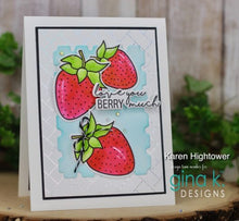 將圖片載入圖庫檢視器 Gina K. Designs - Stamp &amp; Die Set - Fun Fruit. Fun Fruit is a stamp and die set by Beth Silika. This set is made of premium clear photopolymer and measures 6&quot; X 8&quot;. Made in the USA. Available at Embellish Away located in Bowmanville Ontario Canada. Example by brand ambassador.
