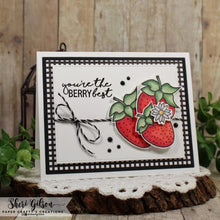 將圖片載入圖庫檢視器 Gina K. Designs - Stamp &amp; Die Set - Fun Fruit. Fun Fruit is a stamp and die set by Beth Silika. This set is made of premium clear photopolymer and measures 6&quot; X 8&quot;. Made in the USA. Available at Embellish Away located in Bowmanville Ontario Canada. Example by brand ambassador.
