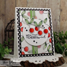 Load image into Gallery viewer, Gina K. Designs - Stamp &amp; Die Set - Fun Fruit. Fun Fruit is a stamp and die set by Beth Silika. This set is made of premium clear photopolymer and measures 6&quot; X 8&quot;. Made in the USA. Available at Embellish Away located in Bowmanville Ontario Canada. Example by brand ambassador.
