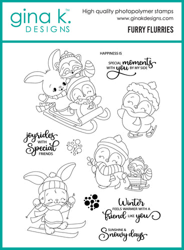 Gina K. Designs - Stamp & Die Set - Furry Flurries. Set by Dina Gerner. At Embellish Away in Bowmanville Ontario Canada.