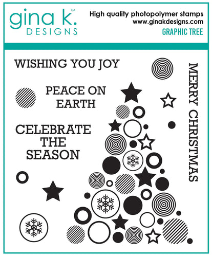 Gina K. Designs - Stamp & Die Set - Graphic Tree. Graphic Tree is a stamp & die set by Gina K Designs. This set is made of premium clear photopolymer and measures 6