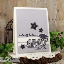 Cargar imagen en el visor de la galería, Gina K. Designs - Stamp &amp; Die Set - Hats Off. Hats Off is a stamp set by Beth Silika. This set is made of premium clear photopolymer and measures 6&quot; X 8&quot;. Made in the USA. Available at Embellish Away located in Bowmanville Ontario Canada. Card example by brand ambassador.
