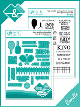 Cargar imagen en el visor de la galería, Gina K. Designs - Stamp &amp; Die Set - In a Pickle. In a Pickle is a stamp set by Beth Silika. This set is made of premium clear photopolymer and measures 6&quot; X 8&quot;. Made in the USA. Available at Embellish Away located in Bowmanville Ontario Canada.
