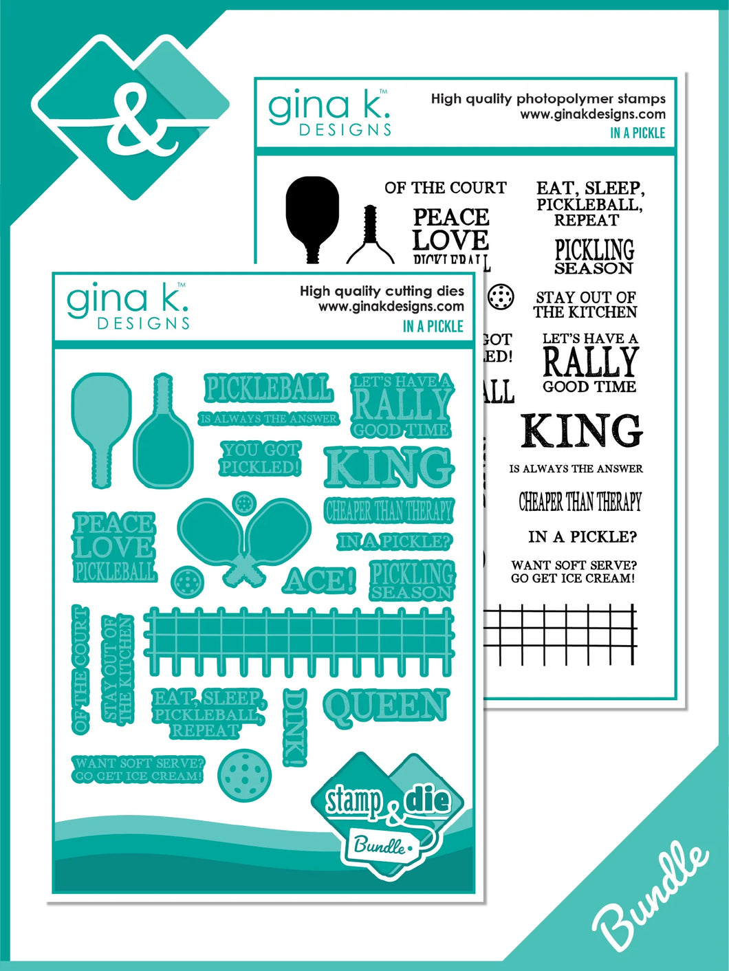 Gina K. Designs - Stamp & Die Set - In a Pickle. In a Pickle is a stamp set by Beth Silika. This set is made of premium clear photopolymer and measures 6