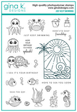 गैलरी व्यूवर में इमेज लोड करें, Gina K. Designs - Stamp &amp; Die Set - Just Keep Swimming. Just Keep Swimming is a stamp set by Gina K Designs. This set is made of premium clear photopolymer and measures 6&quot; X 8&quot;. Made in the USA. Available at Embellish Away located in Bowmanville Ontario Canada.
