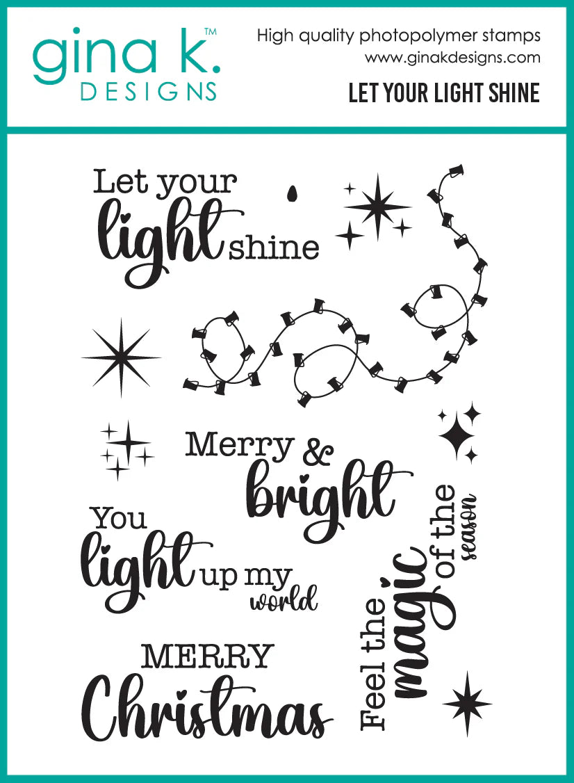 Gina K. Designs - BUNDLE - Stamp, Die Set & Stencil - Let Your Light Shine. Set by Gina K Designs. At Embellish Away in Bowmanville Ontario Canada.