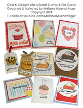 Load image into Gallery viewer, Gina K. Designs - Stamp &amp; Die Set - Life is Sweet. Life is Sweet is a stamp set by Melanie Munchinger. This set is made of premium clear photopolymer and measures 6&quot; X 8&quot;. Available at Embellish Away located in Bowmanville Ontario Canada. For Personal use only.
