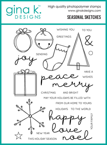 Gina K. Designs - Stamp & Die Set - Seasonal Sketches. Set by Beth Silaika. At Embellish Away in Bowmanville Ontario Canada.