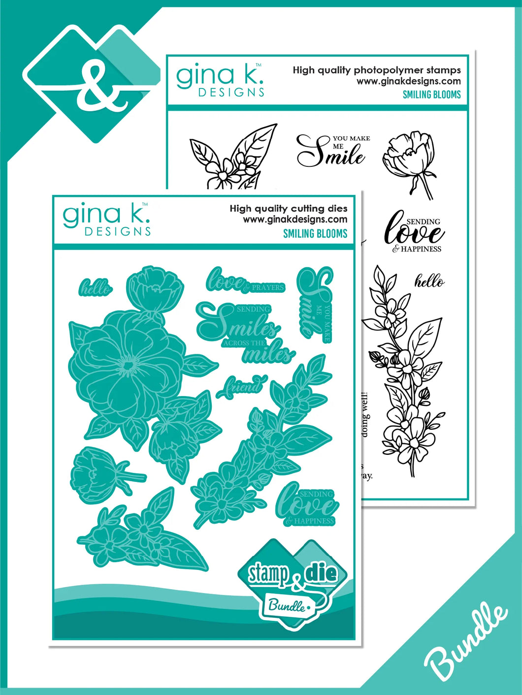 Gina K. Designs - Stamp & Die Set - Smiling Blooms. Smiling Blooms is a stamp set by Arjita Singh. This set is made of premium clear photopolymer and measures 6