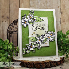 गैलरी व्यूवर में इमेज लोड करें, Gina K. Designs - Stamp &amp; Die Set - Smiling Blooms. Smiling Blooms is a stamp set by Arjita Singh. This set is made of premium clear photopolymer and measures 6&quot; X 8&quot;. Made in the USA. Available at Embellish Away located in Bowmanville Ontario Canada. Card example by Sheri Gilson.
