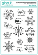 Cargar imagen en el visor de la galería, Gina K. Designs - Stamp &amp; Die Set - Snow Much Love. Snow Much Love is a stamp &amp; die set by Gina K Designs. This set is made of premium clear photopolymer and measures 6&quot; X 8&quot;. Made in the USA. Available at Embellish Away located in Bowmanville Ontario Canada.
