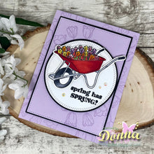 Load image into Gallery viewer, Gina K. Designs - Stamp &amp; Die Set - Spring Garden. Spring Garden is a stamp &amp; die set by Hannah Drapinski. This set is made of premium clear photopolymer and measures 6&quot; X 8&quot;. Available at Embellish Away located in Bowmanville Ontario Canada. Example by Donna

