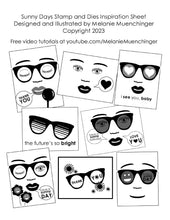 Load image into Gallery viewer, Gina K. Designs - Stamp &amp; Die Set - Sunny Days. Sunny Days are ahead with Melanie Muenchinger’s newest set, full of sunglasses, facial features, and round elements for stamping in the frames. Available at Embellish Away located in Bowmanville Ontario Canada. Inspiration Sheet by Melanie Muenchinger

