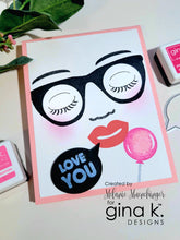 Load image into Gallery viewer, Gina K. Designs - Stamp &amp; Die Set - Sunny Days. Sunny Days are ahead with Melanie Muenchinger’s newest set, full of sunglasses, facial features, and round elements for stamping in the frames. Available at Embellish Away located in Bowmanville Ontario Canada. Example by brand ambassador.
