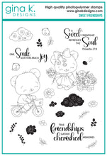 Load image into Gallery viewer, Gina K. Designs - Stamp &amp; Die Set - Sweet Friendships. Sweet Friendships is a stamp set by Dina Gerner. This set is made of premium clear photopolymer and measures 6&quot; X 8&quot;. Made in the USA. Available at Embellish Away located in Bowmanville Ontario Canada.
