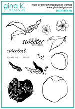 Cargar imagen en el visor de la galería, Gina K. Designs - Stamp &amp; Die Set - Sweeter with You. Sweeter with You is a stamp set by Lisa Hetrick. This set is made of premium clear photopolymer and measures 6&quot; X 8&quot;. Made in the USA. Available at Embellish Away located in Bowmanville Ontario Canada.
