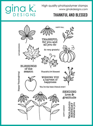 Gina K. Designs - Stamp & Die Set - Thankful and Blessed. Set by Gina K. Designs. At Embellish Away in Bowmanville Ontario Canada.