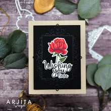 गैलरी व्यूवर में इमेज लोड करें, Gina K. Designs - Stamp &amp; Die Set - Wishful Roses. Wishful Roses is a stamp set by Arjita Singh. This set is made of premium clear photopolymer and measures 6&quot; X 8&quot;. Made in the USA. Available at Embellish Away located in Bowmanville Ontario Canada. Example by brand ambassador.
