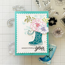 Load image into Gallery viewer, Gina K. Designs - Stamp &amp; Die Set - Wishing You Well. Wishing You Well is a stamp and set by Lisa Hetrick. This set is made of premium clear photopolymer and measures 6&quot; X 8&quot;. Made in the USA. Available at Embellish Away located in Bowmanville Ontario Canada. Card made by Lisa Hetrick.

