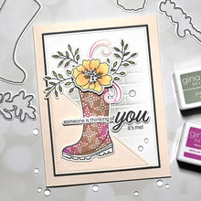 Cargar imagen en el visor de la galería, Gina K. Designs - Stamp &amp; Die Set - Wishing You Well. Wishing You Well is a stamp and set by Lisa Hetrick. This set is made of premium clear photopolymer and measures 6&quot; X 8&quot;. Made in the USA. Available at Embellish Away located in Bowmanville Ontario Canada. Card made by Lisa Hetrick.
