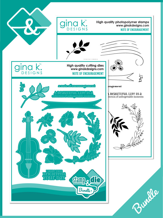 Gina K. Designs - Stamp, Stencil & Die Set - BUNDLED - Note of Encouragement. Available at Embellish Away located in Bowmanville Ontario Canada.