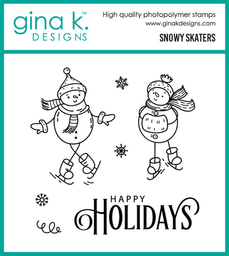 Gina K. Designs - Stamp and Die - Snowy Skaters. Available at Embellish Away located in Bowmanville Ontario Canada.