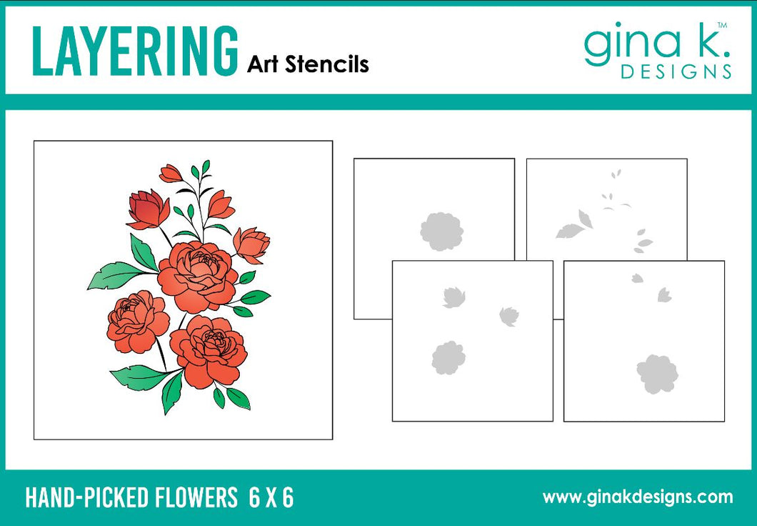 Gina K. Designs - Stencil - Hand-Picked Flowers. Available at Embellish Away located in Bowmanville Ontario Canada.
