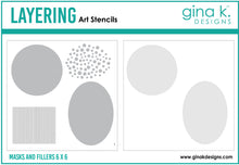 Cargar imagen en el visor de la galería, Gina K. Designs - Stencil - Masks and Fillers. Gina K. Designs Art Screens can be used with ink, sprays, pastes, and gels to create beautiful backgrounds and images. Layer stencils together for more options. Wash with soap and warm water. Pat dry. Available at Embellish Away located in Bowmanville Ontario Canada.
