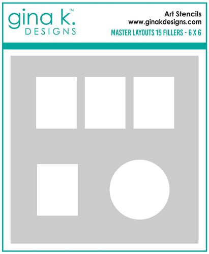 Gina K. Designs - Stencil - Master Layouts 15 Fillers. Gina K. Designs Art Screens can be used with ink, sprays, pastes, and gels to create beautiful backgrounds and images. Available at Embellish Away located in Bowmanville Ontario Canada.