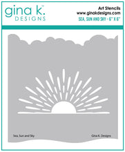 Load image into Gallery viewer, Gina K. Designs - Stencil - Sea, Sun and Sky. Gina K. Designs Art Screens can be used with ink, sprays, pastes, and gels to create beautiful backgrounds and images. Layer stencils together for more options. Wash with soap and warm water. Pat dry. Available at Embellish Away located in Bowmanville Ontario Canada.
