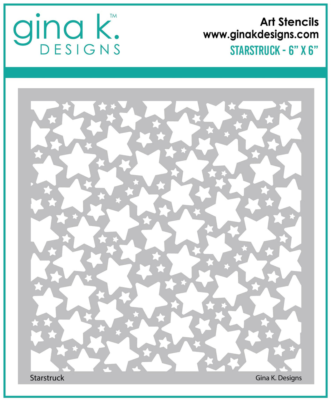 Gina K. Designs - Stencil - Star Struck. Gina K. Designs Art Screens can be used with ink, sprays, pastes, and gels to create beautiful backgrounds and images. Layer stencils together for more options. Wash with soap and warm water. Pat dry. Available at Embellish Away located in Bowmanville Ontario Canada.