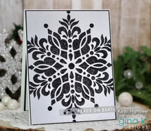 गैलरी व्यूवर में इमेज लोड करें, Gina K. Designs - Stencil - Stellar Snowflake. Gina K. Designs Art Screens can be used with ink, sprays, pastes, and gels to create beautiful backgrounds and images. Layer stencils together for more options. Available at Embellish Away located in Bowmanville Ontario Canada. Example by Karen Hightower
