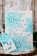 Cargar imagen en el visor de la galería, Gina K. Designs - Stencil - Stellar Snowflake. Gina K. Designs Art Screens can be used with ink, sprays, pastes, and gels to create beautiful backgrounds and images. Layer stencils together for more options. Available at Embellish Away located in Bowmanville Ontario Canada. Example by Karen Hightower
