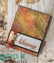 Cargar imagen en el visor de la galería, Gina K. Designs - Stencil - Thick Brush. Gina K. Designs Art Screens can be used with ink, sprays, pastes, and gels to create beautiful backgrounds and images. Layer stencils together for more options. Wash with soap and warm water. Pat dry. Available at Embellish Away located in Bowmanville Ontario Canada. Example by brand ambassador.
