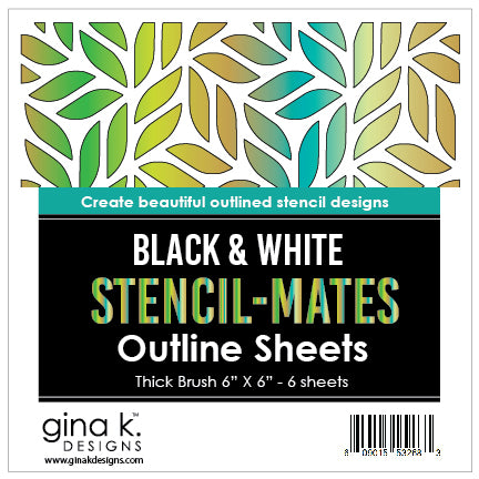 Gina K. Designs - Stencil Mates - Black and White Outline Sheets - Thick Brush. The new Stencil - Mates Black and White Outline Sheets are a fun way to add a black and white outline to your stenciling! Available at Embellish Away located in Bowmanville Ontario Canada.
