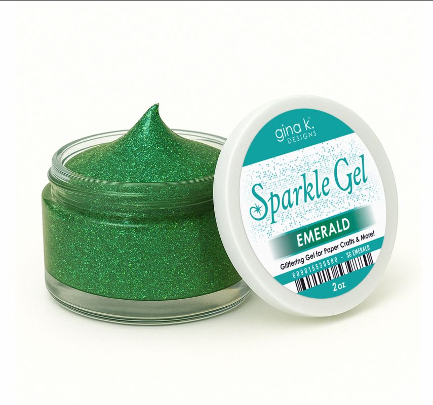 Gina K. Designs - Tool - Emerald Sparkle Gel. Add some sparkle to your projects! Available at Embellish Away located in Bowmanville Ontario Canada.