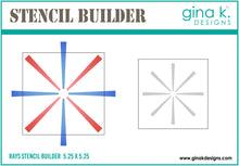 गैलरी व्यूवर में इमेज लोड करें, Gina K. Designs - Tool - Rays Stencil Builder. Gina K. Designs Art Screens can be used with ink, sprays, pastes, and gels to create beautiful backgrounds and images. Available at Embellish Away located in Bowmanville Ontario Canada.
