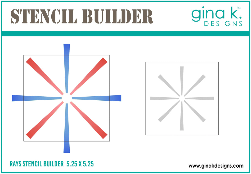 Gina K. Designs - Tool - Rays Stencil Builder. Gina K. Designs Art Screens can be used with ink, sprays, pastes, and gels to create beautiful backgrounds and images. Available at Embellish Away located in Bowmanville Ontario Canada.