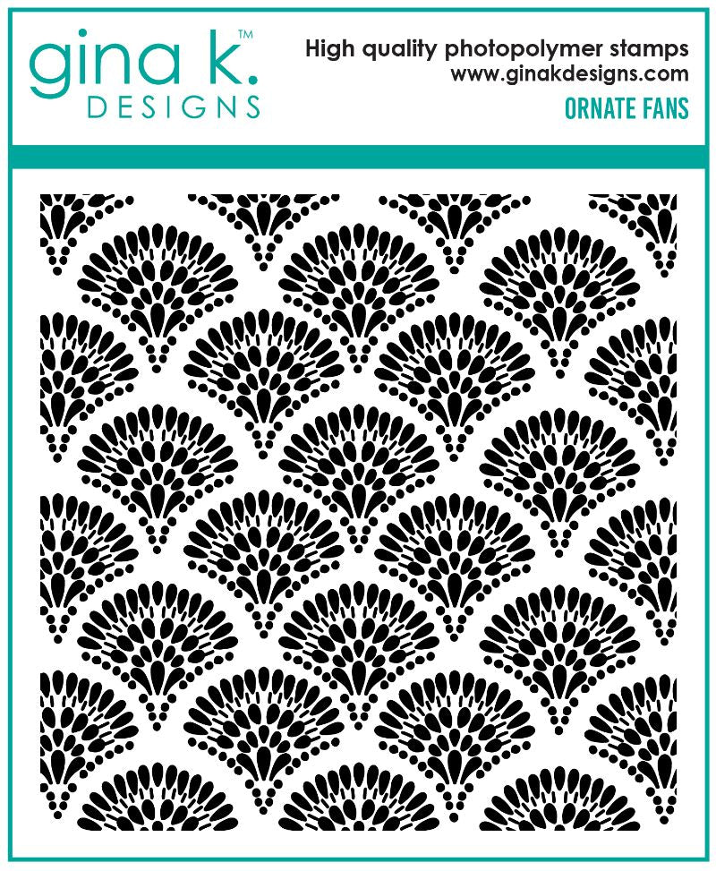 Gina K. Designs - Background Stamp - Ornate Fans. Ornate Fans is a stamp set by Arjita Singh. This set is made of premium clear photopolymer and measures 4
