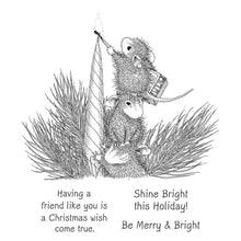 Load image into Gallery viewer, House Mouse - Cling Rubber Stamp - Holiday Glow. Holiday Glow Cling Rubber Stamp is from the House-Mouse Holiday Friends Collection. Mudpie, Maxwell and Amanda are helping light the candle for the holidays. Available at Embellish Away located in Bowmanville Ontario Canada.
