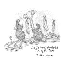 Load image into Gallery viewer, House Mouse - Cling Rubber Stamp - Merry Little Christmas. Merry Little Christmas Cling Rubber Stamp is part of the House-Mouse Holiday Friends Collection. Mudpie and Amanda are getting ready for Santas arrival by hanging stocks! Available at Embellish Away located in Bowmanville Ontario Canada.
