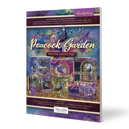 Hunkydory - A4 Deluxe Craft Pads - Peacock Garden